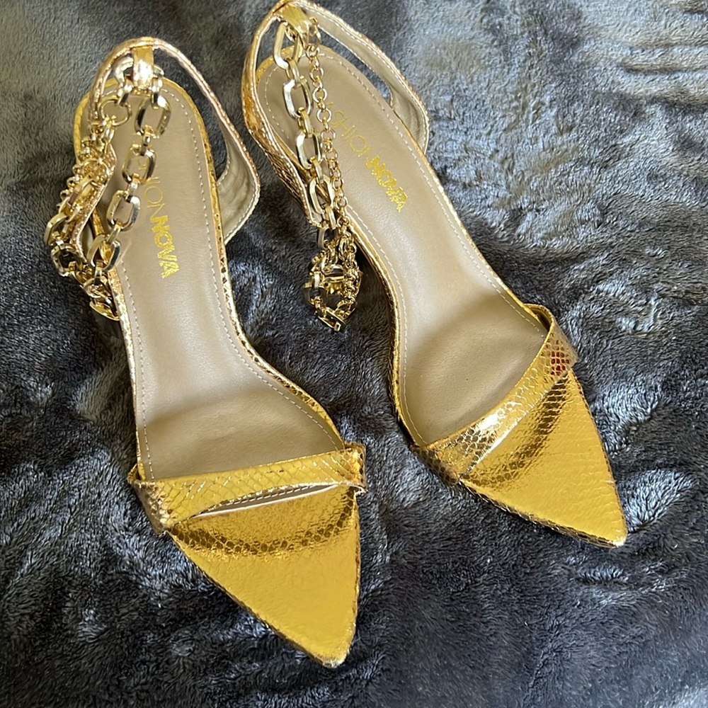 Gold Fashion Nova Charm Heels